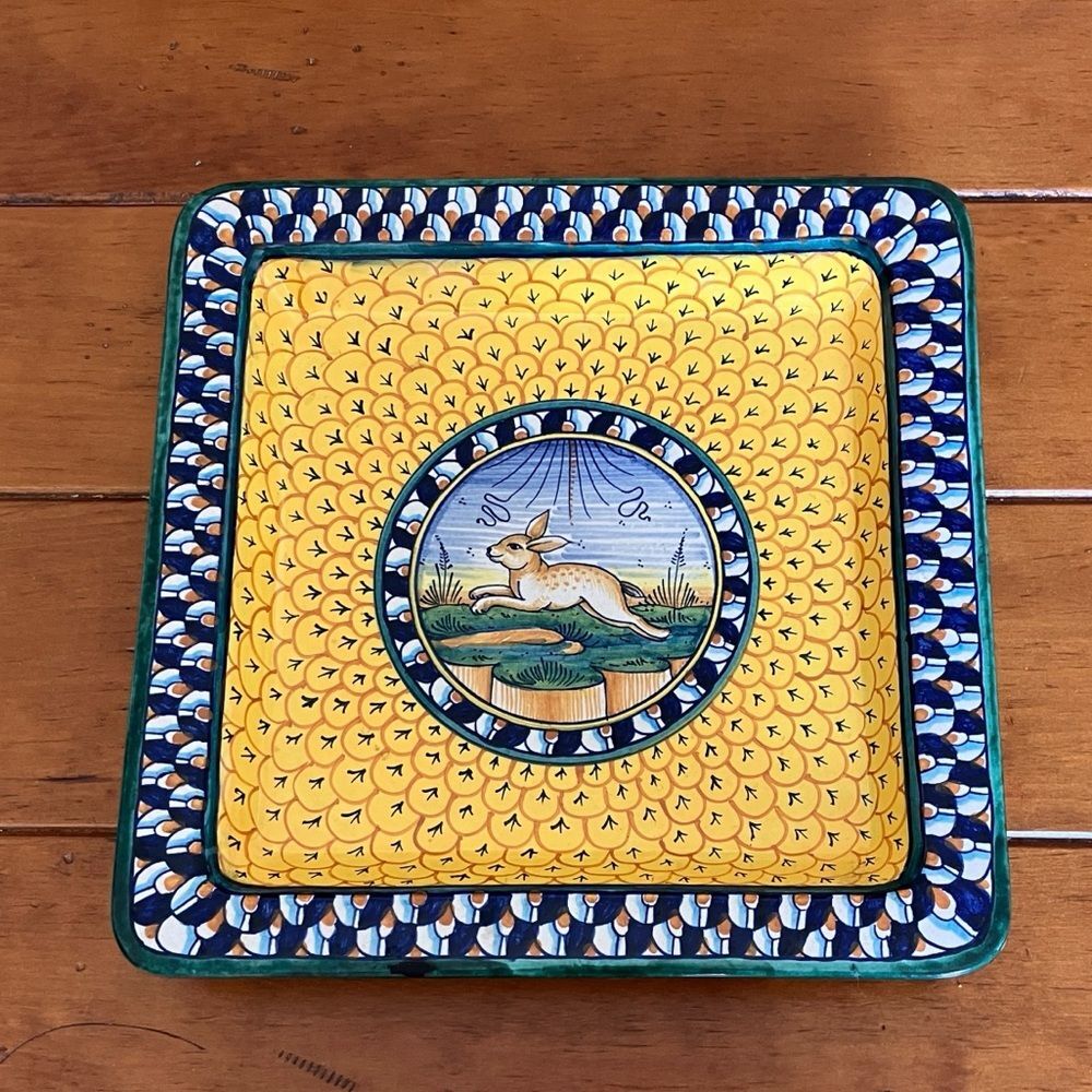 Yellow Geribi Deruta Bunny Rabbit Plate